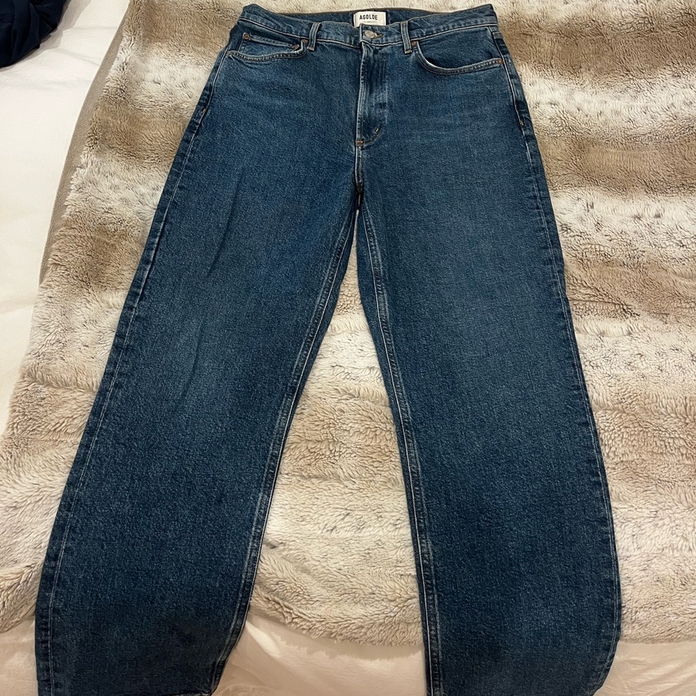 Agolde medium dark wash jeanss
